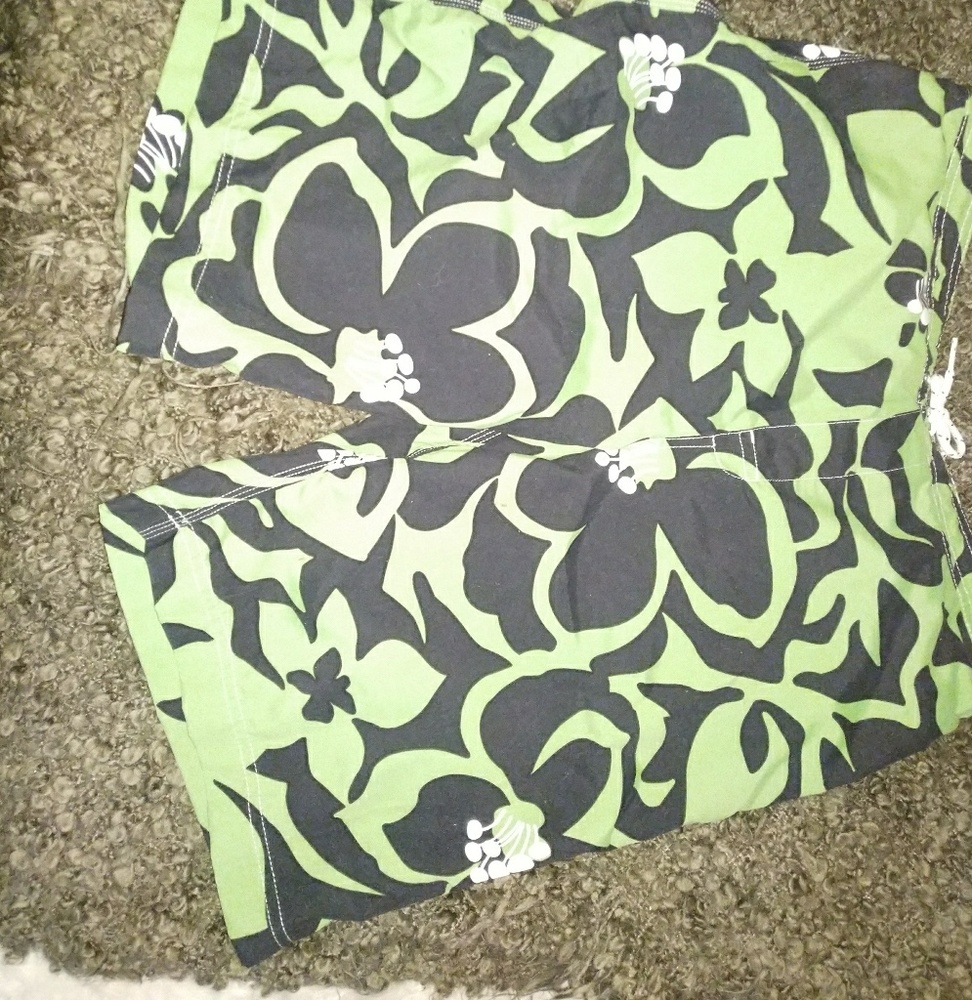 Lands' End green mens swim shorts